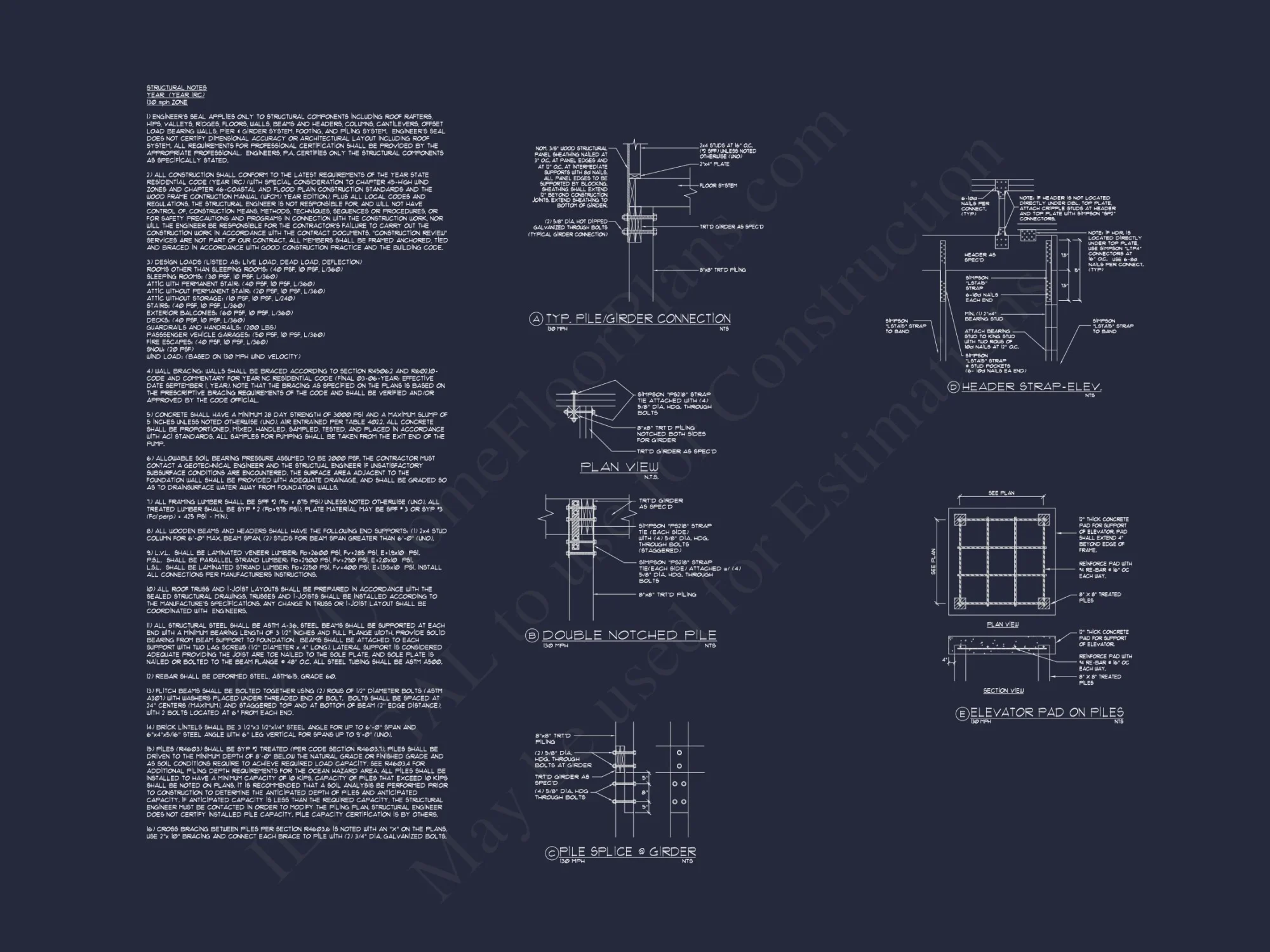 Coastal 4-Bedroom house Floor Plan: 3086 Sq Ft, 2.5 Story