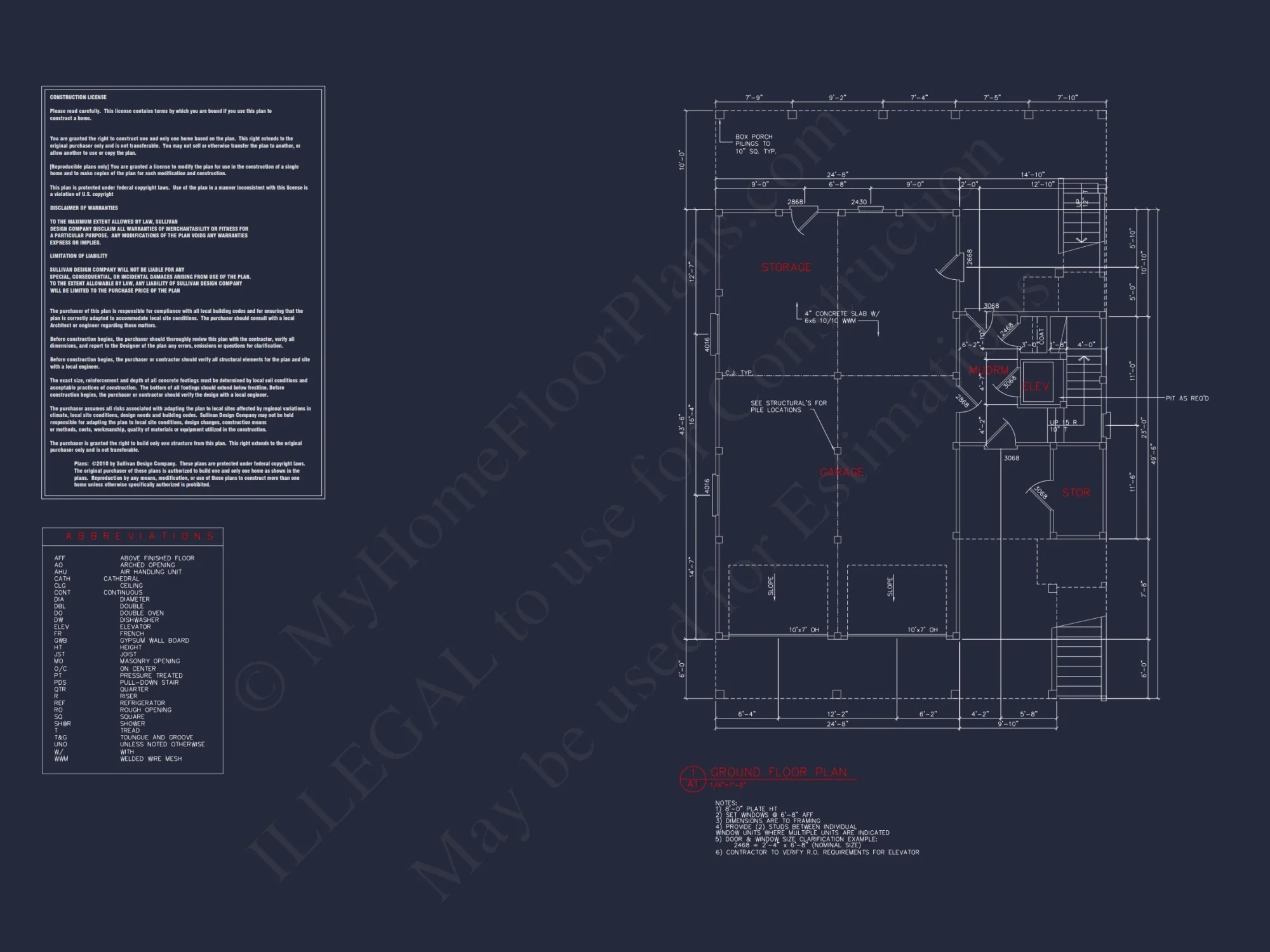 Coastal 4-Bedroom house Floor Plan: 3086 Sq Ft, 2.5 Story