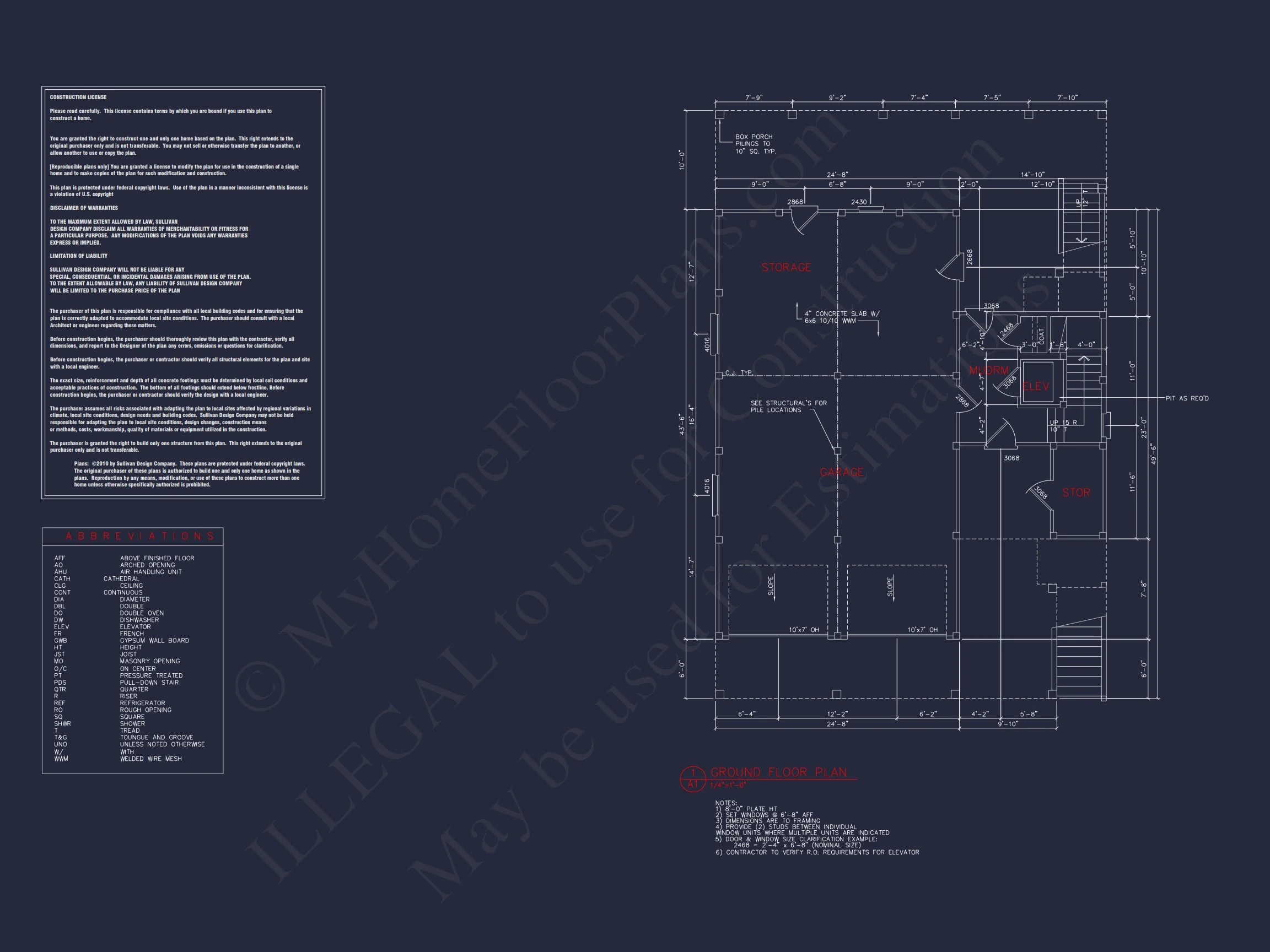 Coastal 4-Bedroom house Floor Plan: 3086 Sq Ft, 2.5 Story