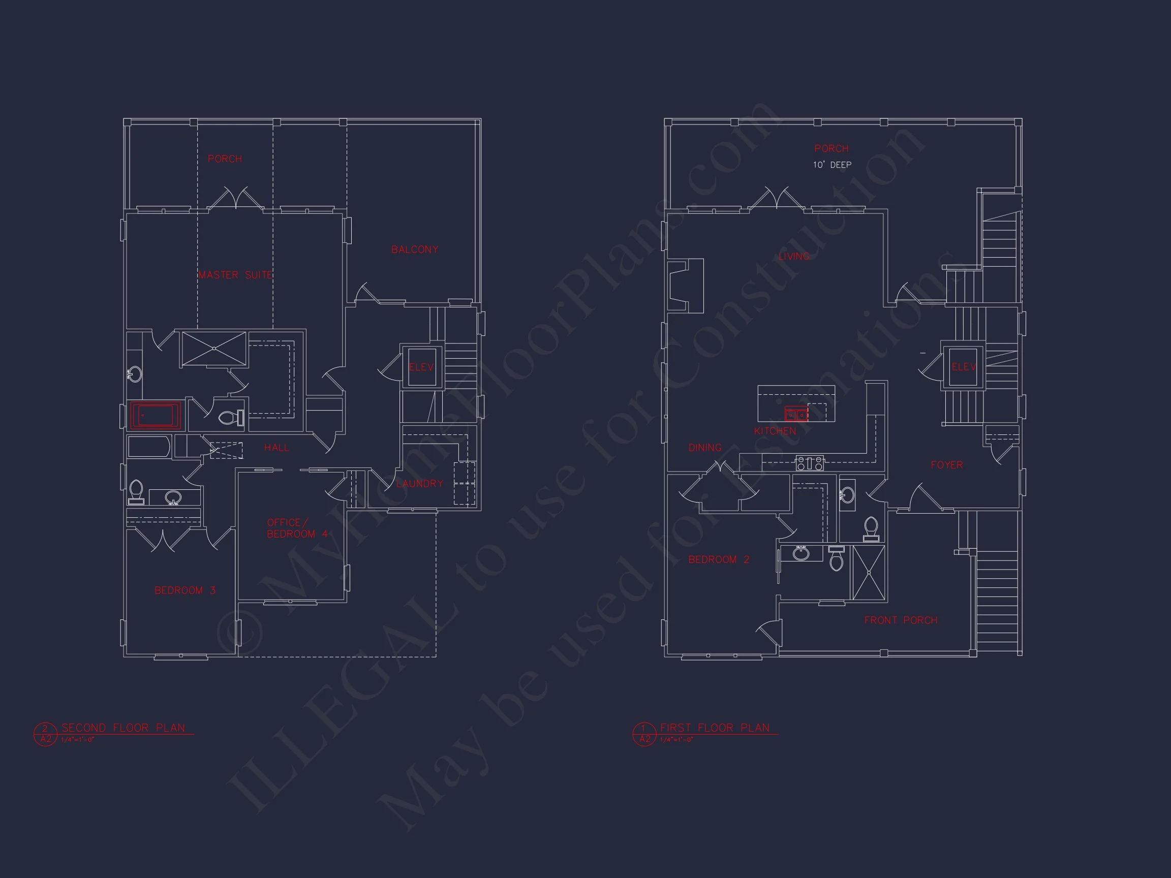 Coastal 4-Bedroom house Floor Plan: 3086 Sq Ft, 2.5 Story