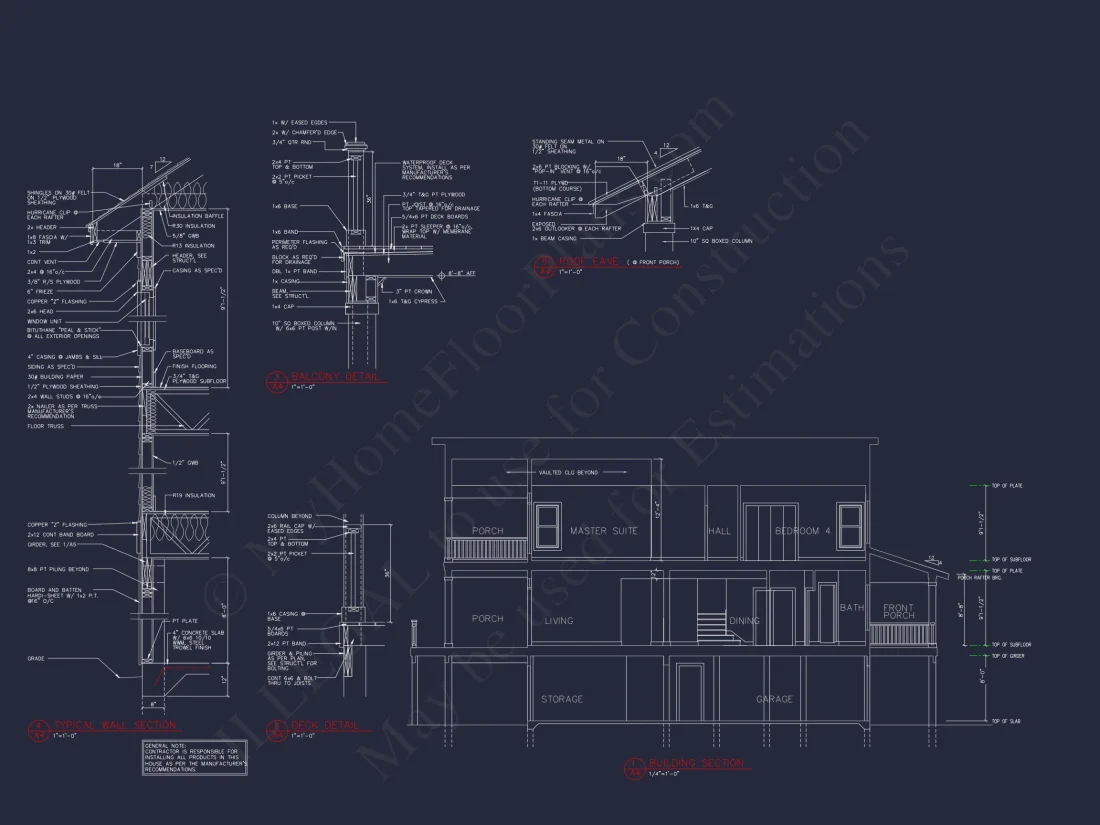 Coastal 4-Bedroom house Floor Plan: 3086 Sq Ft, 2.5 Story