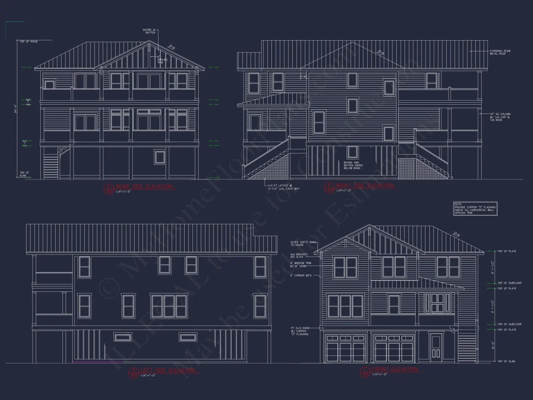 Coastal 4-Bedroom house Floor Plan: 3086 Sq Ft, 2.5 Story