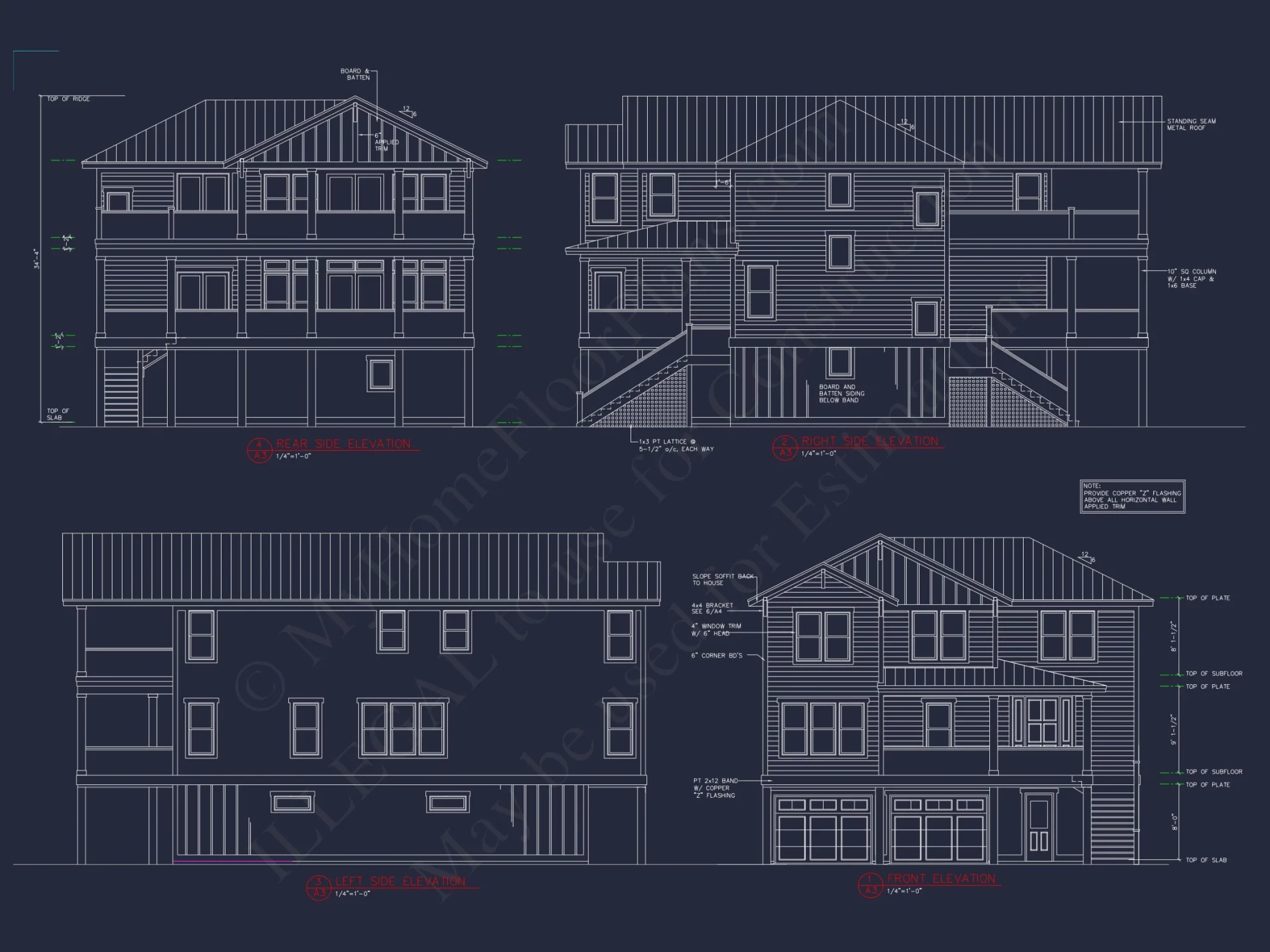 Coastal 4-Bedroom house Floor Plan: 3086 Sq Ft, 2.5 Story