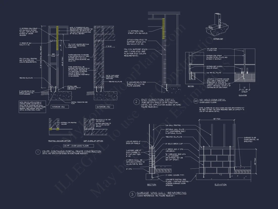 "2-story modern craftsman house plan blueprint with architectural details"