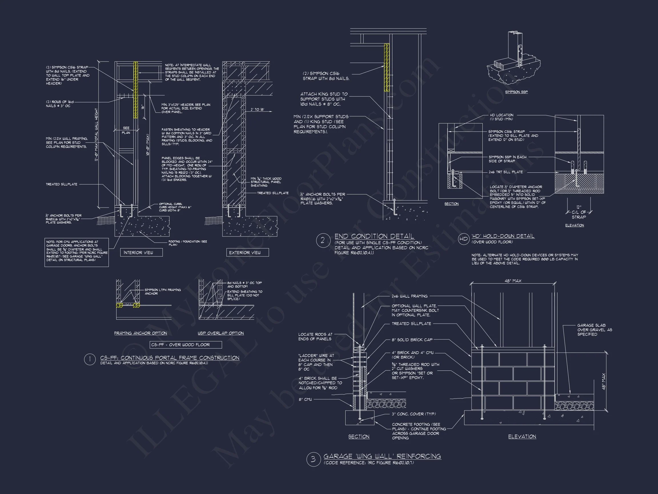 "2-story modern craftsman house plan blueprint with architectural details"