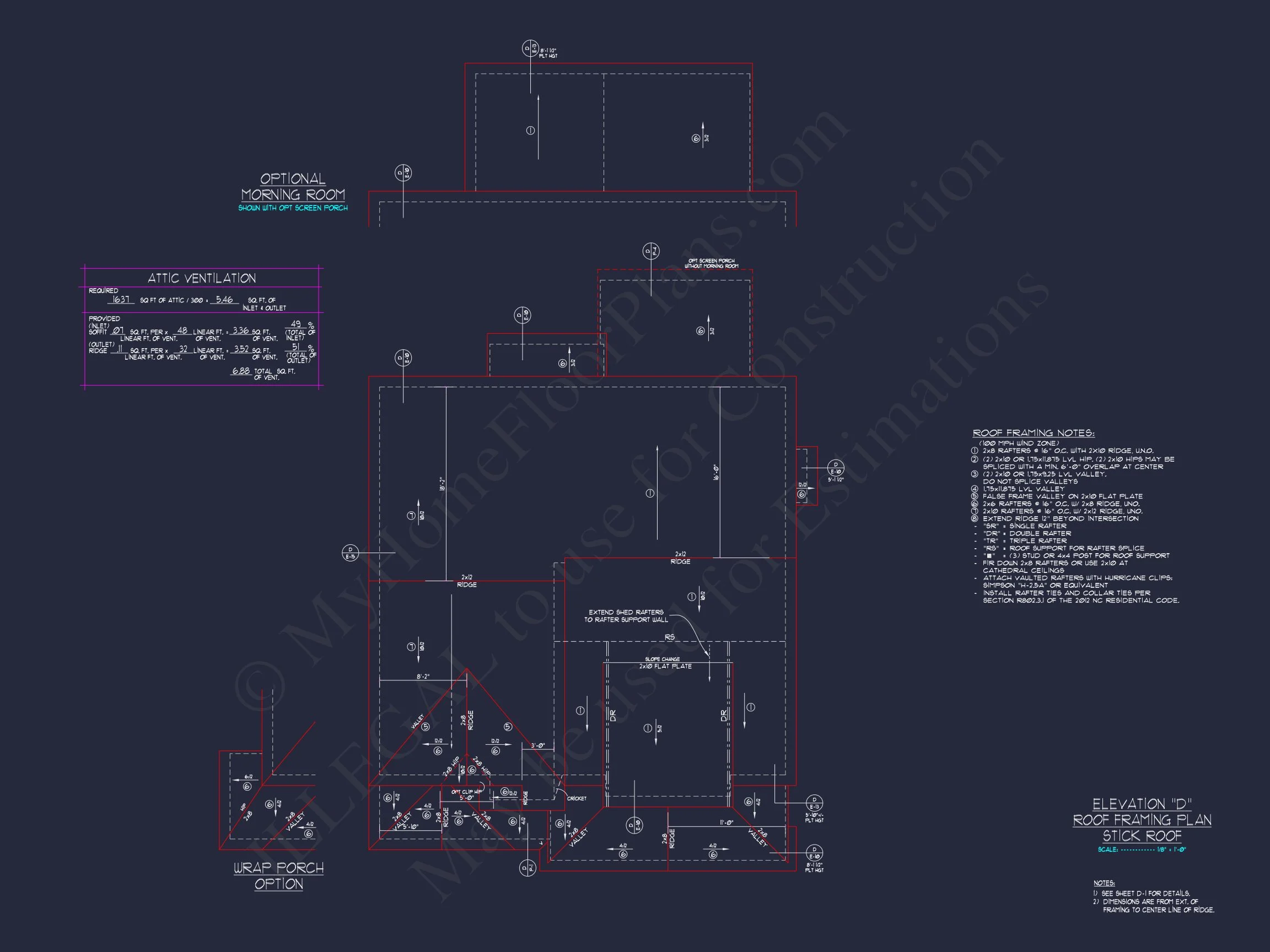 "Two-story modern craftsman house plan detailed CAD blueprint"