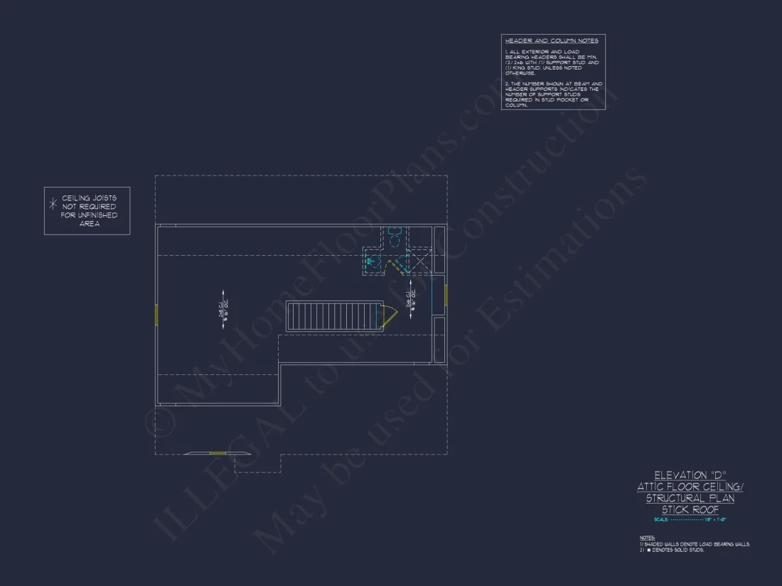 "Two-story modern craftsman house plan CAD blueprint with detailed architectural features"