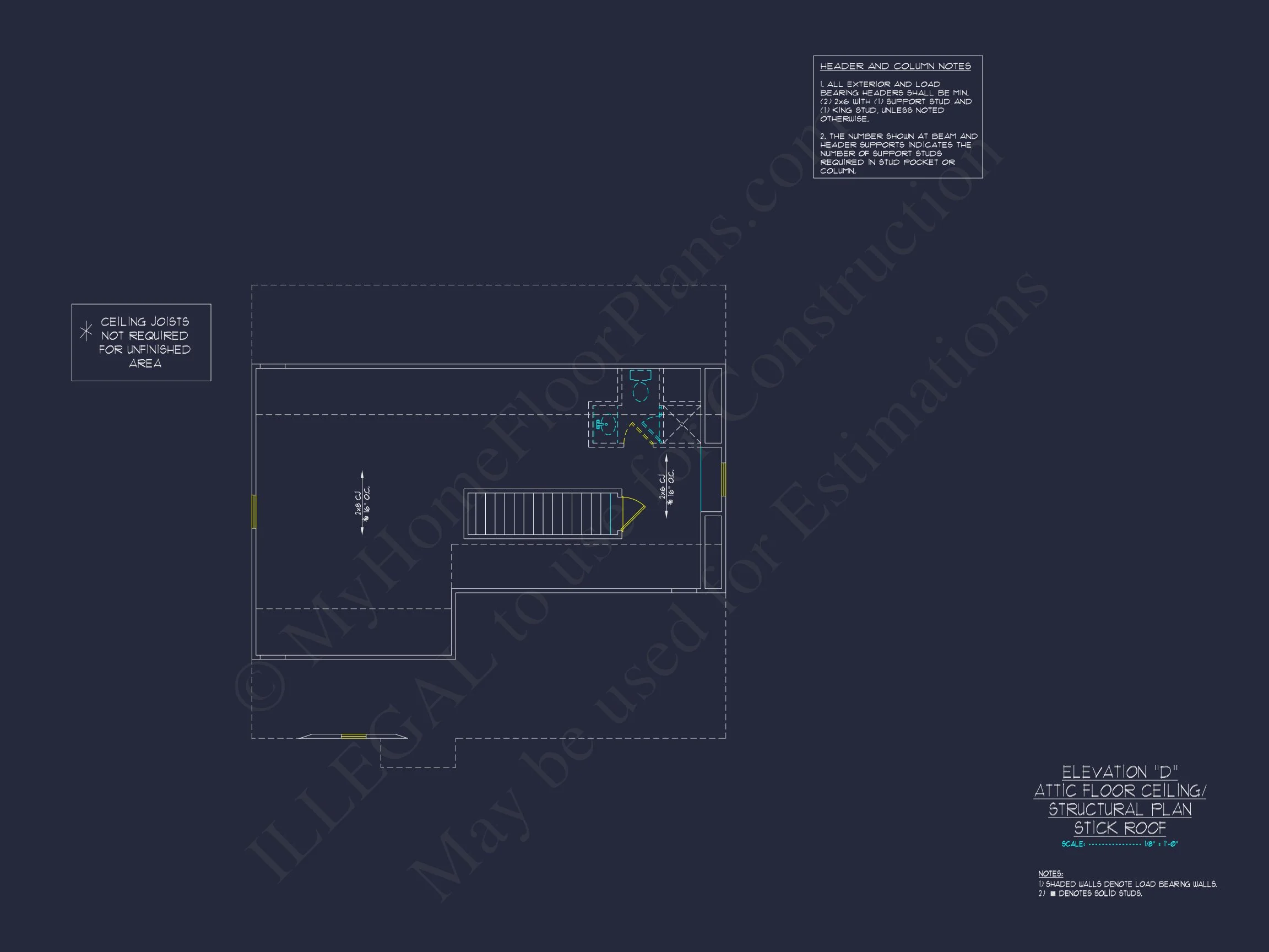 "Two-story modern craftsman house plan CAD blueprint with detailed architectural features"