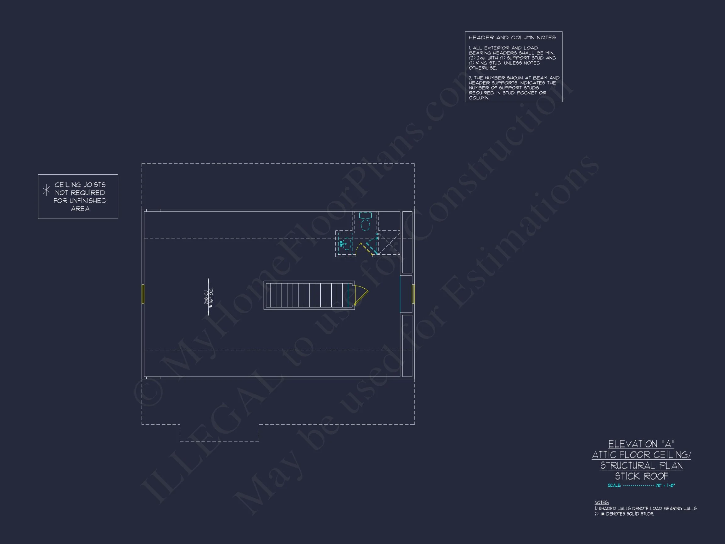 "2-story modern craftsman house plan CAD blueprint with detailed annotations"