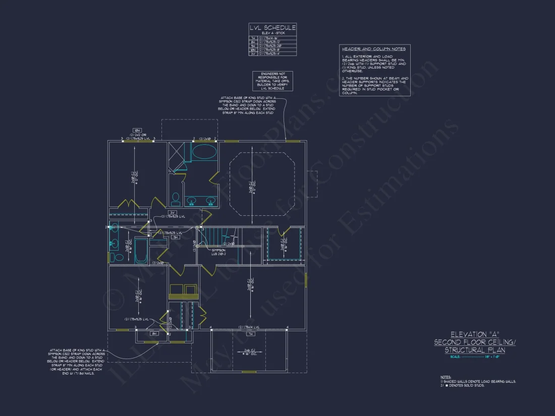 "2-story modern craftsman house plan CAD blueprint with detailed architectural specifications"