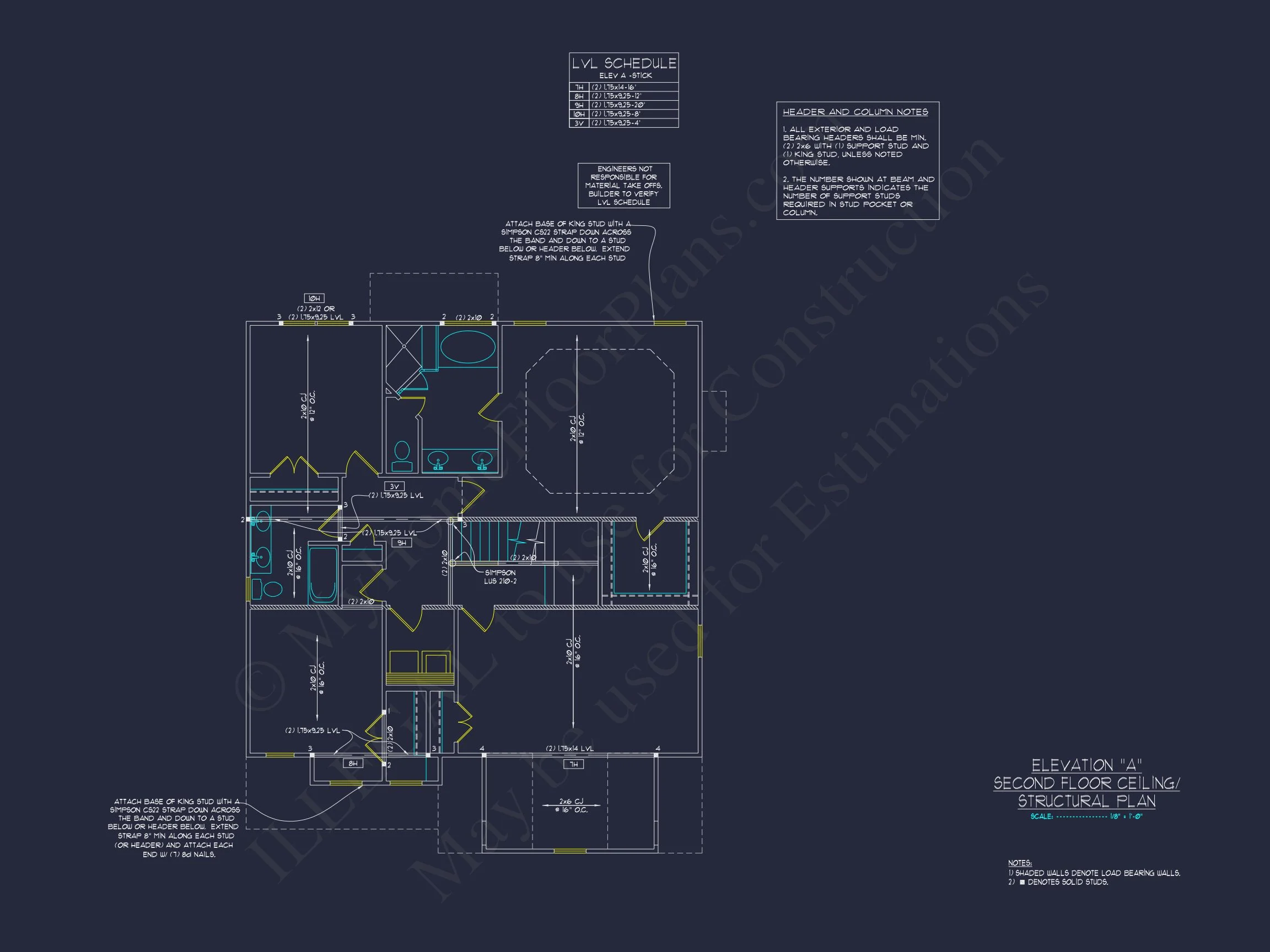 "2-story modern craftsman house plan CAD blueprint with detailed architectural specifications"