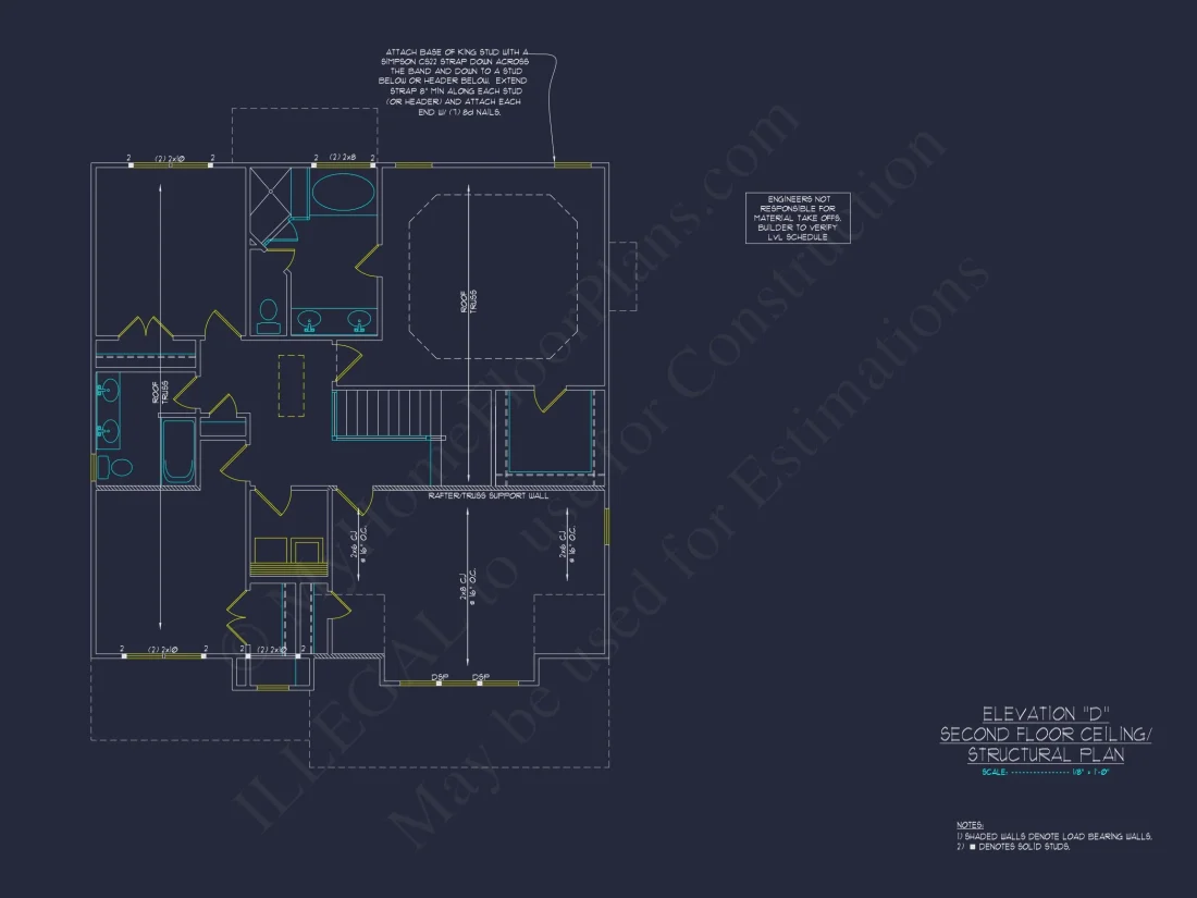 "2-Story modern Craftsman house plan CAD blueprint with detailed architectural features"