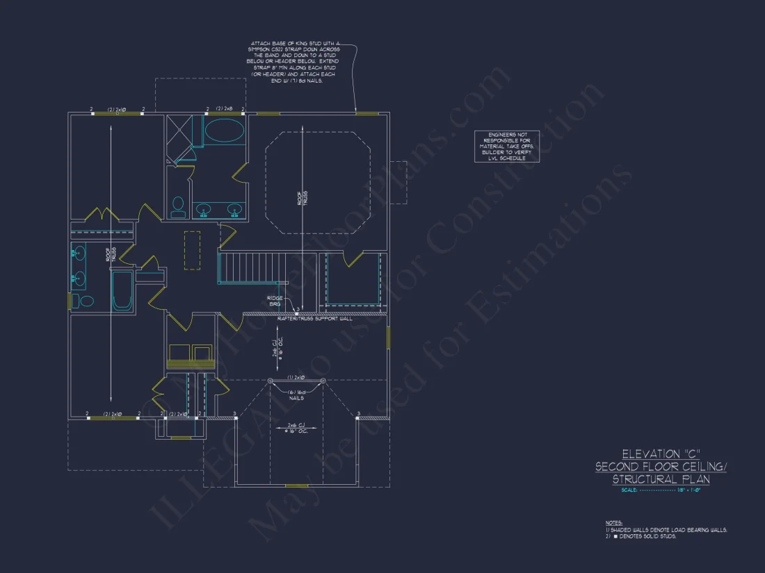 "2-story modern craftsman house plan CAD blueprint with detailed annotations"