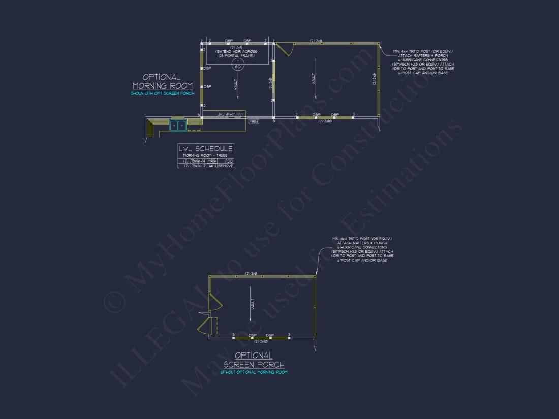 "2-story modern Craftsman house plan blueprint detailing room layouts and architectural design"