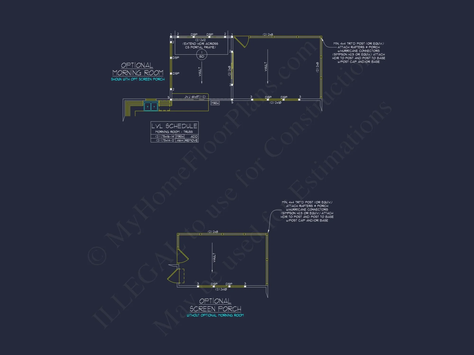"2-story modern Craftsman house plan blueprint detailing room layouts and architectural design"
