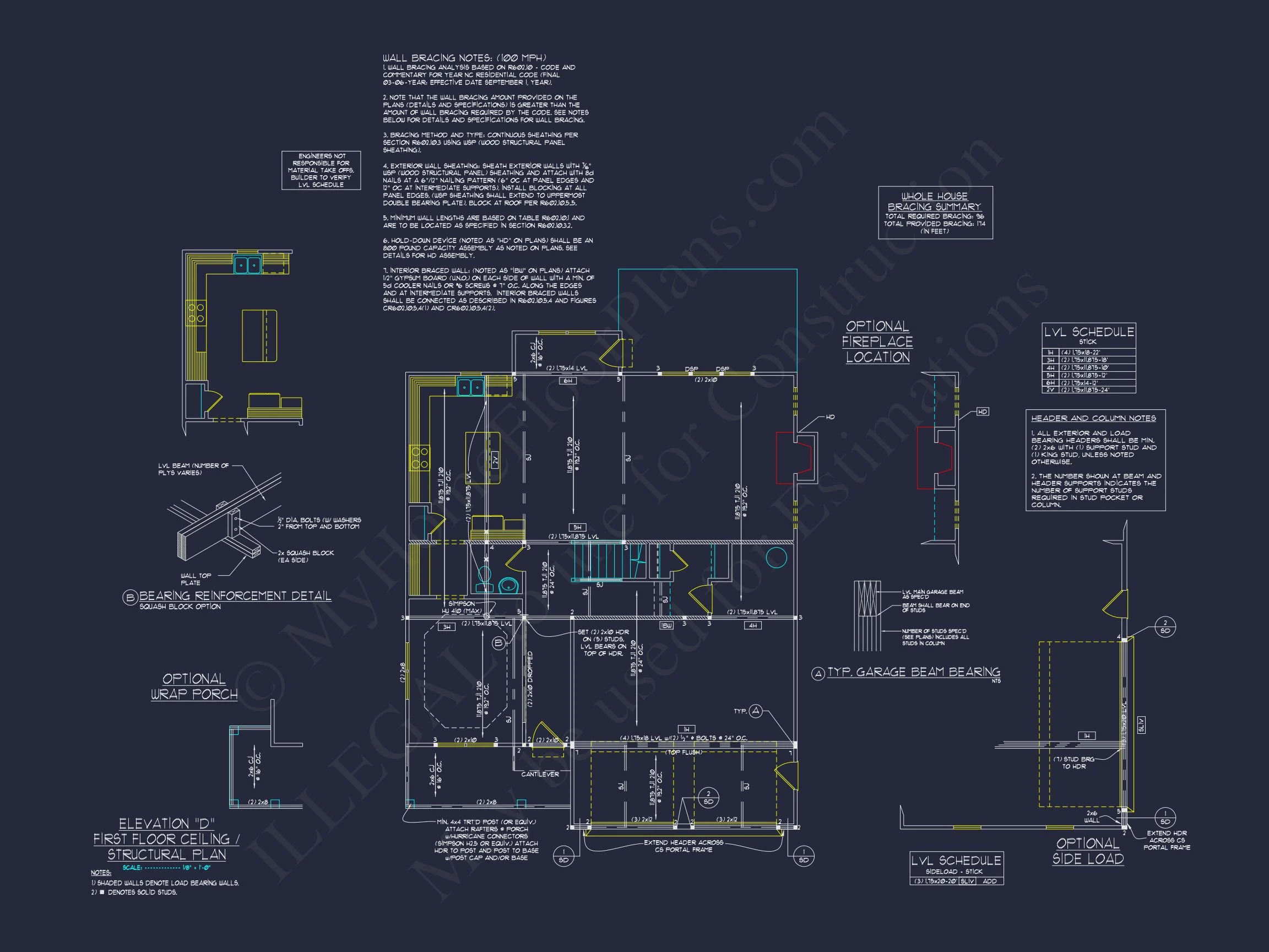 Modern Craftsman house Plan: 2-Story CAD Blueprint with Details