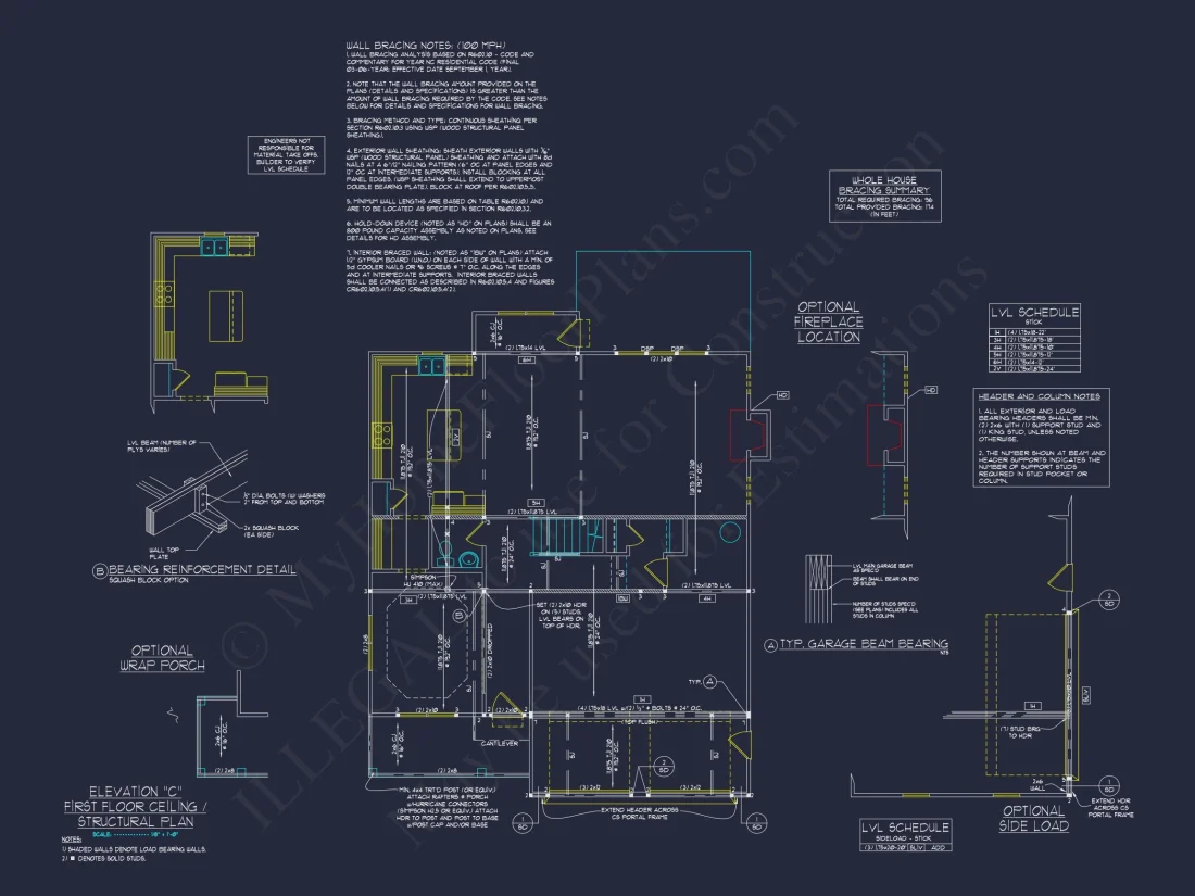 Modern Craftsman house Plan: 2-Story CAD Blueprint with Details