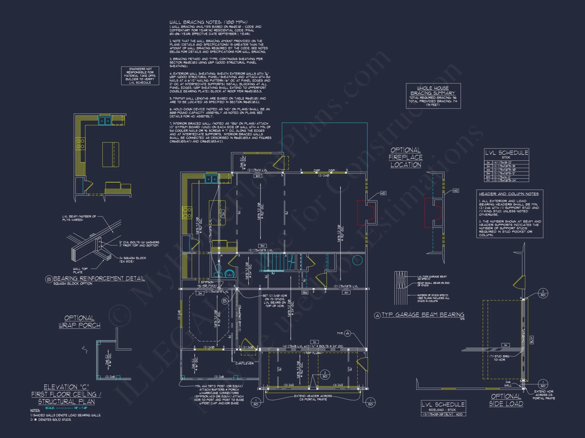 Modern Craftsman house Plan: 2-Story CAD Blueprint with Details