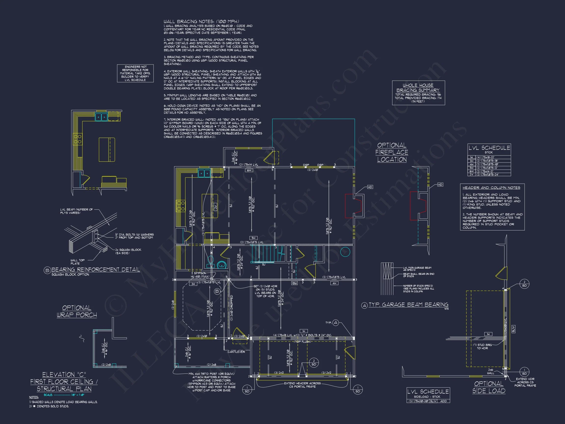Modern Craftsman house Plan: 2-Story CAD Blueprint with Details