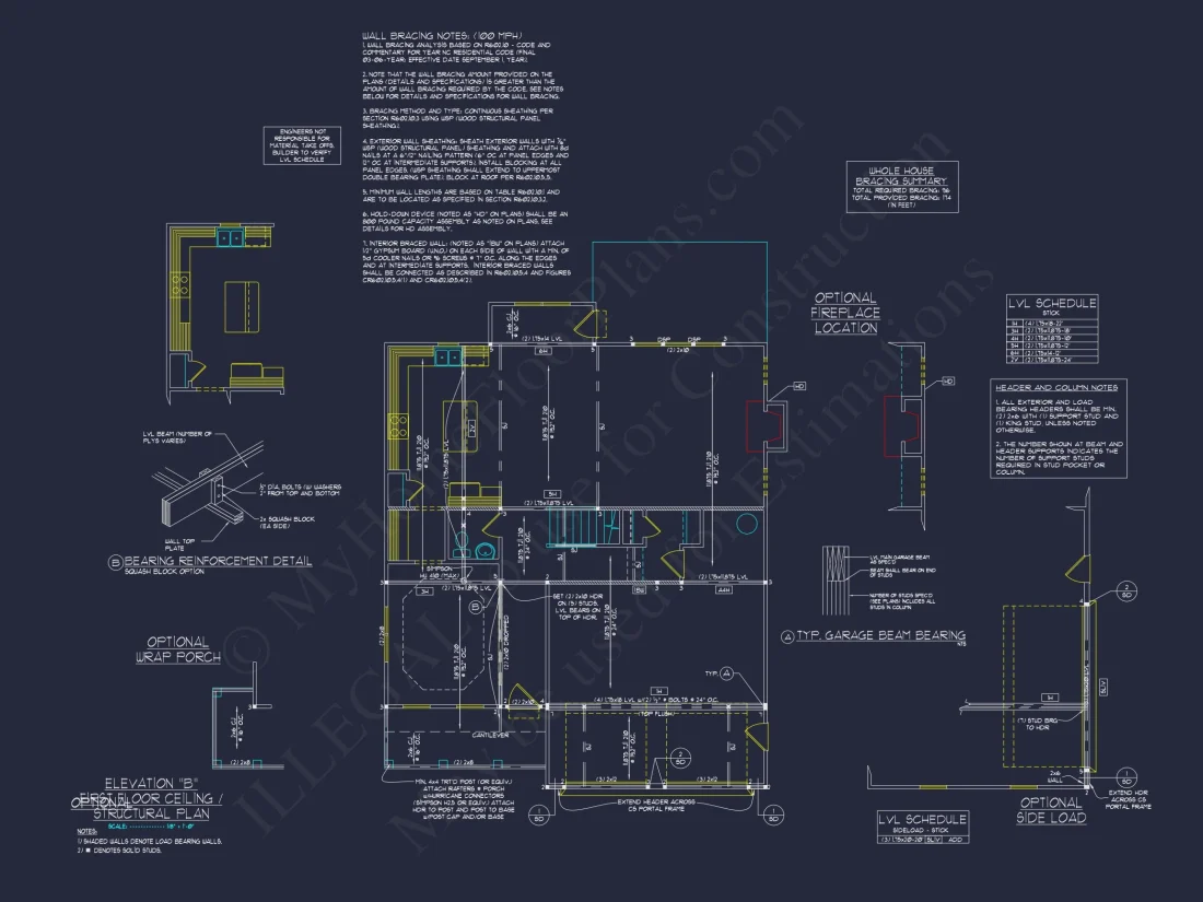 Modern Craftsman house Plan: 2-Story CAD Blueprint with Details