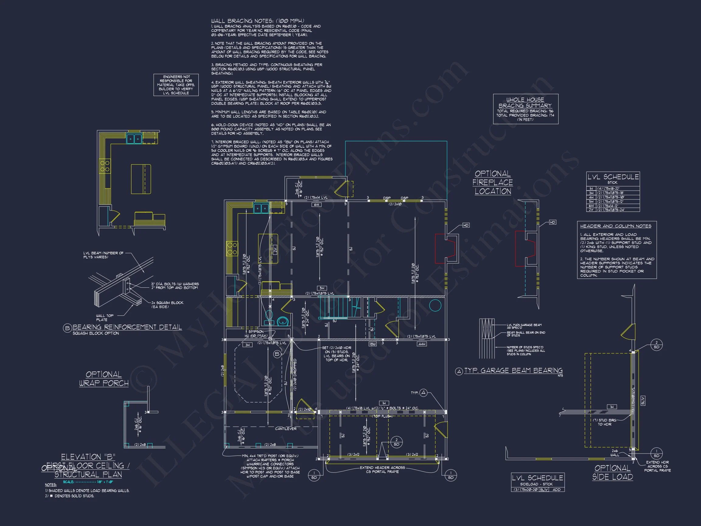 Modern Craftsman house Plan: 2-Story CAD Blueprint with Details