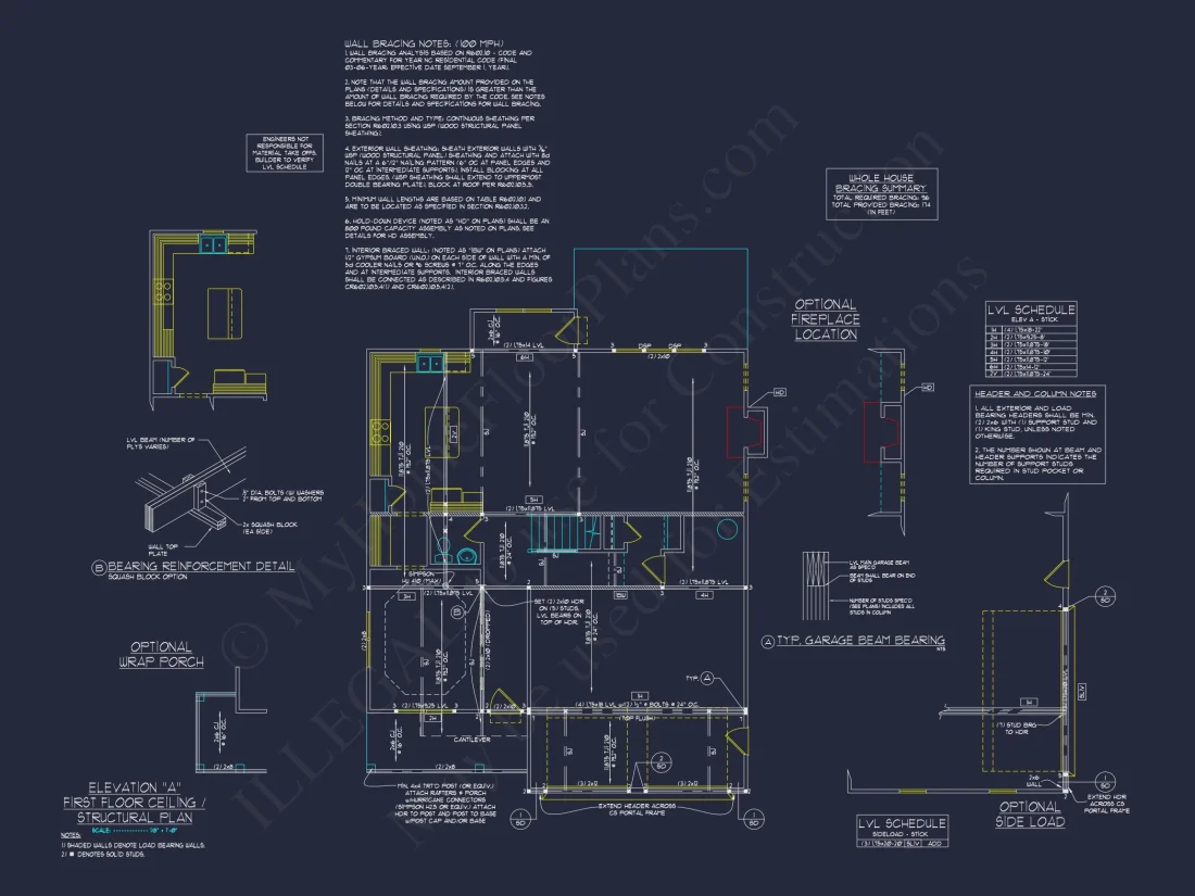 Modern Craftsman house Plan: 2-Story CAD Blueprint with Details