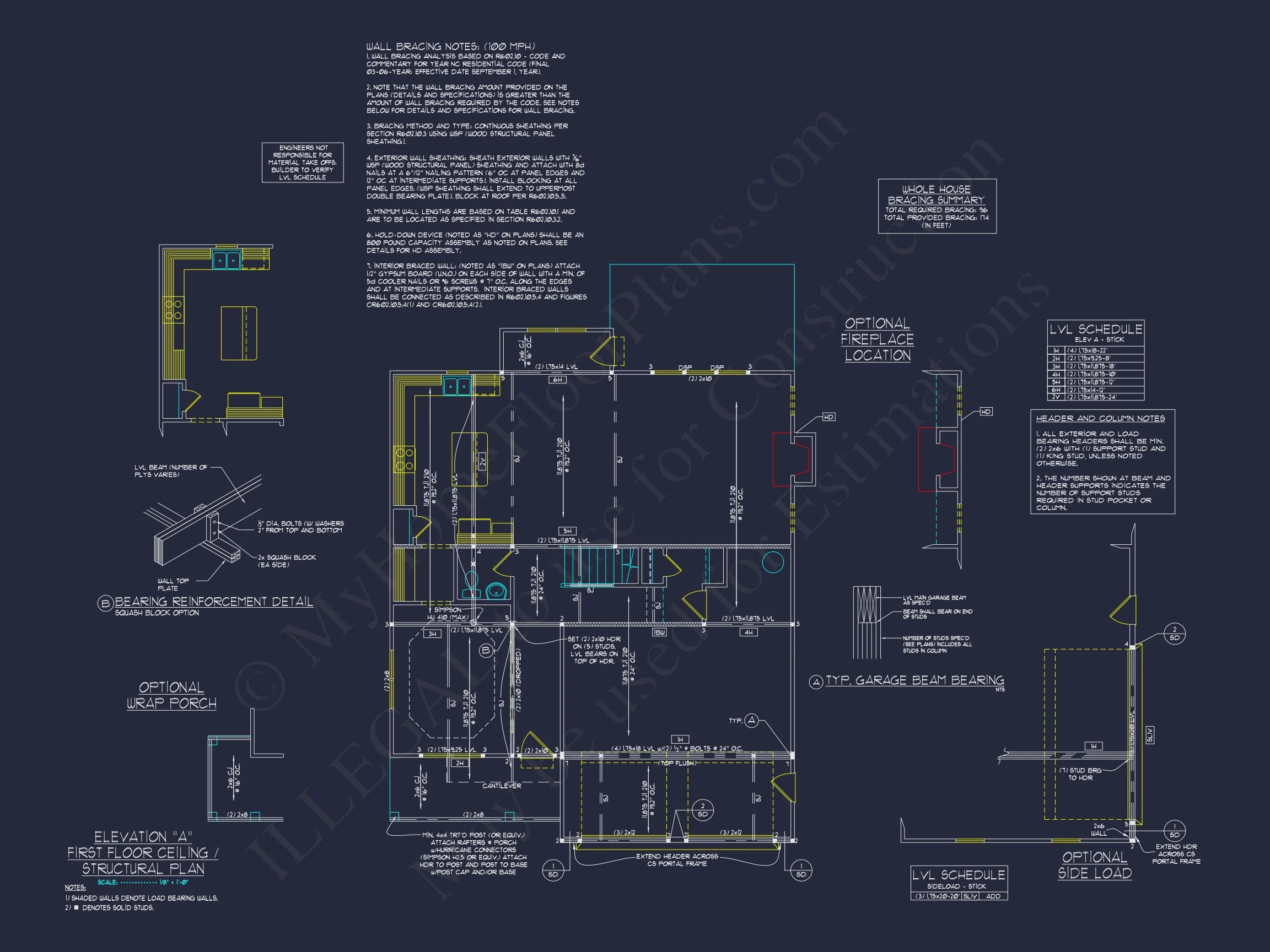 Modern Craftsman house Plan: 2-Story CAD Blueprint with Details