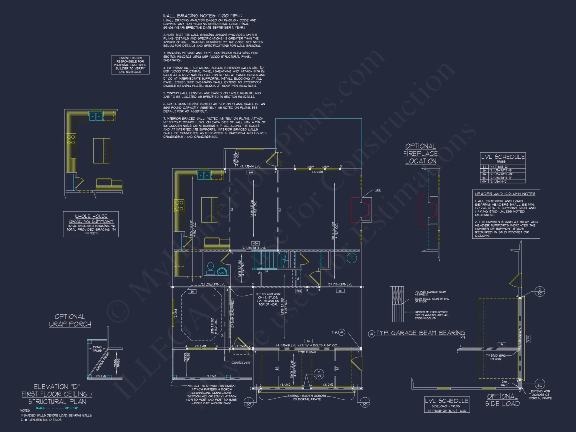Modern Craftsman house Plan: 2-Story CAD Blueprint with Details