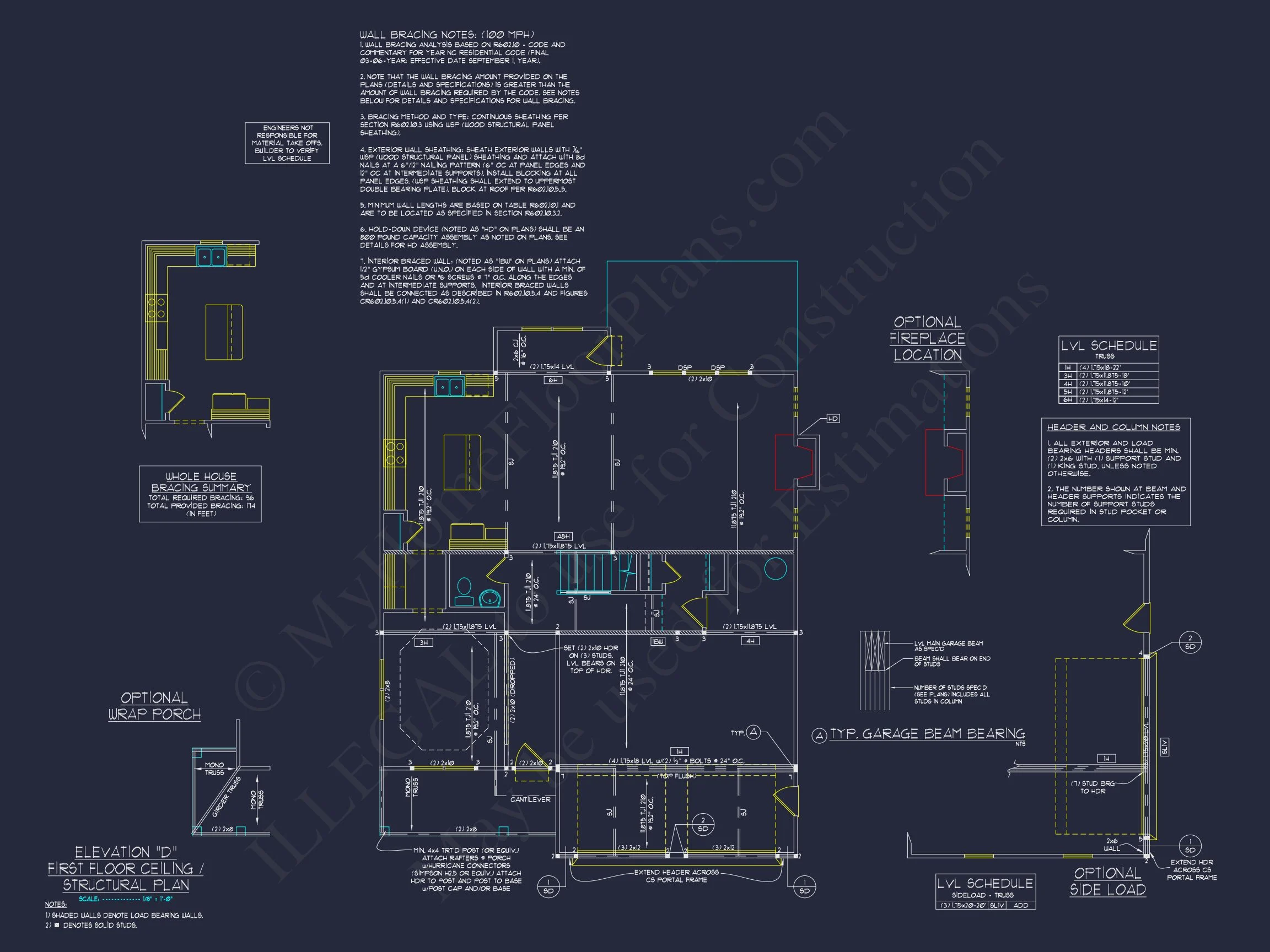 Modern Craftsman house Plan: 2-Story CAD Blueprint with Details