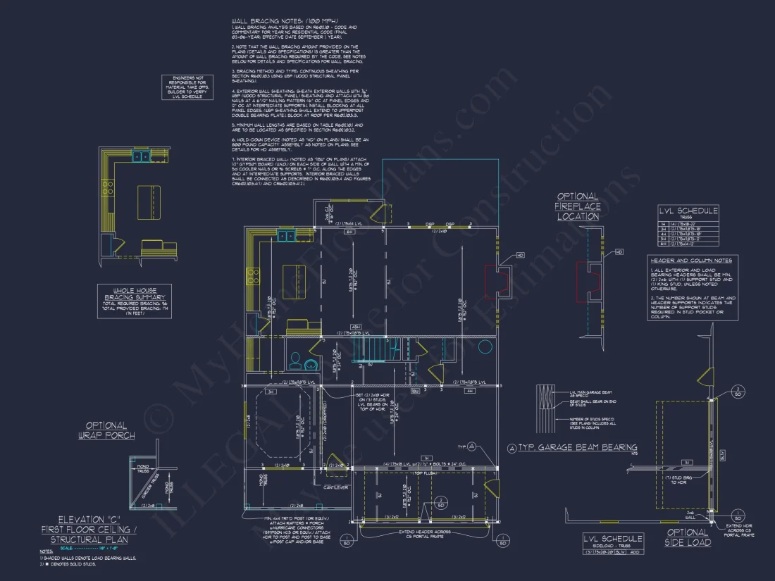 Modern Craftsman house Plan: 2-Story CAD Blueprint with Details