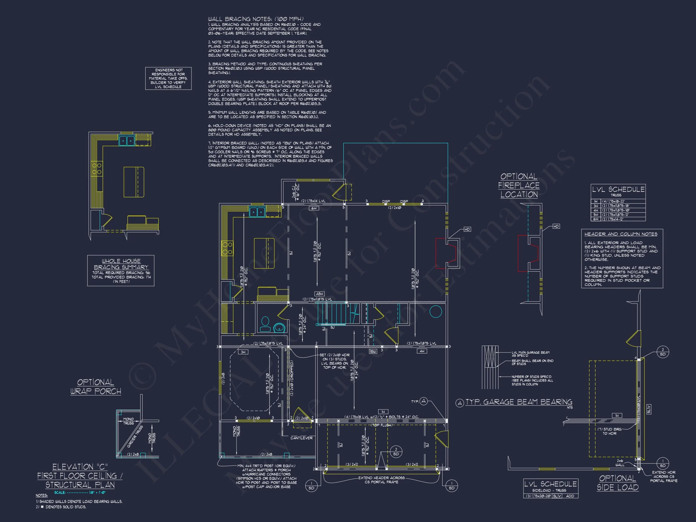 Modern Craftsman house Plan: 2-Story CAD Blueprint with Details