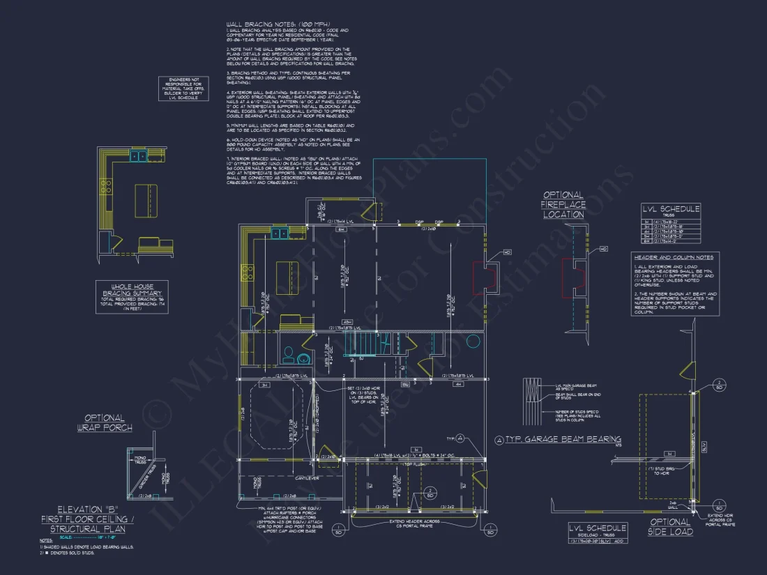 Modern Craftsman house Plan: 2-Story CAD Blueprint with Details