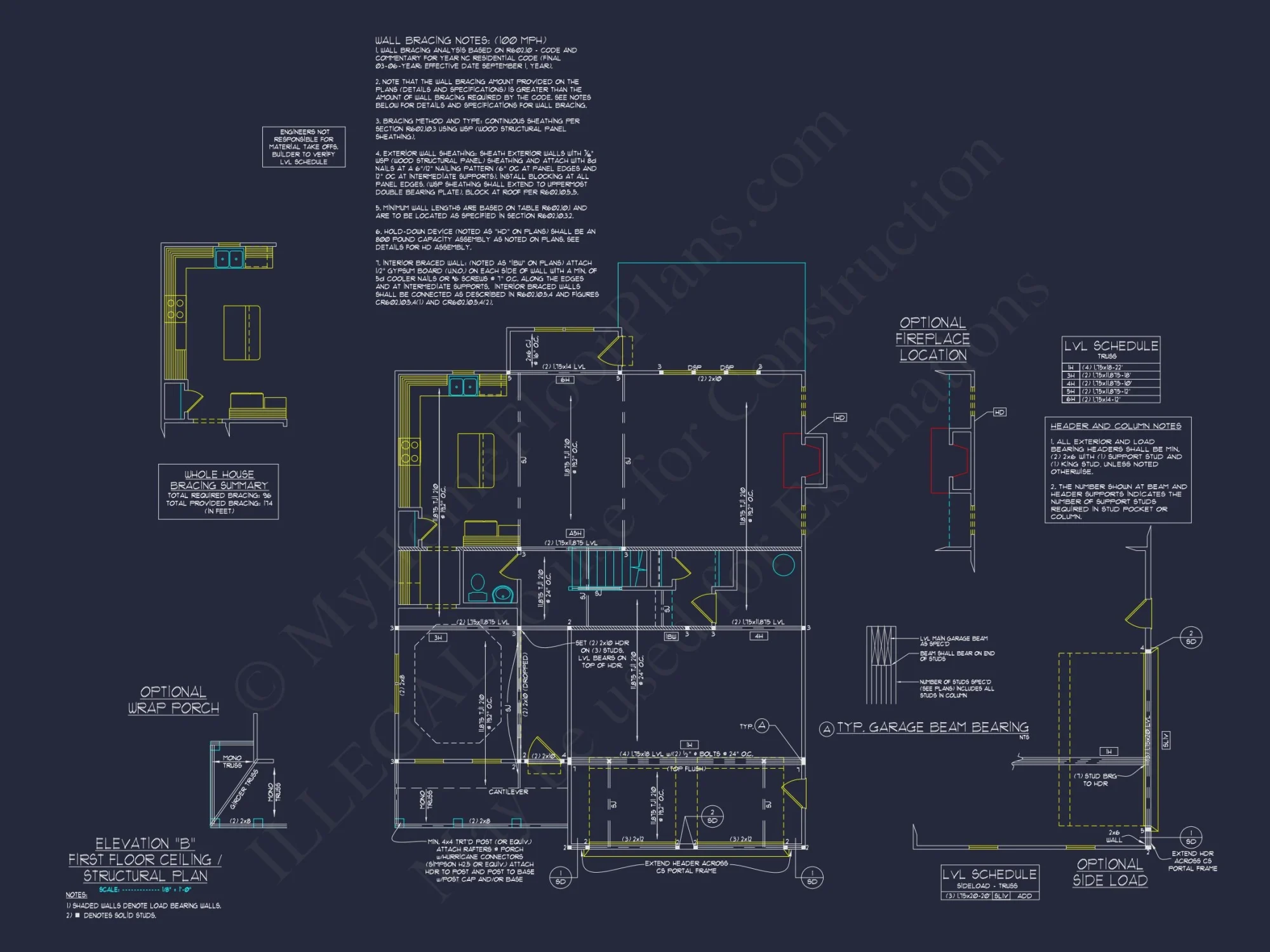 Modern Craftsman house Plan: 2-Story CAD Blueprint with Details