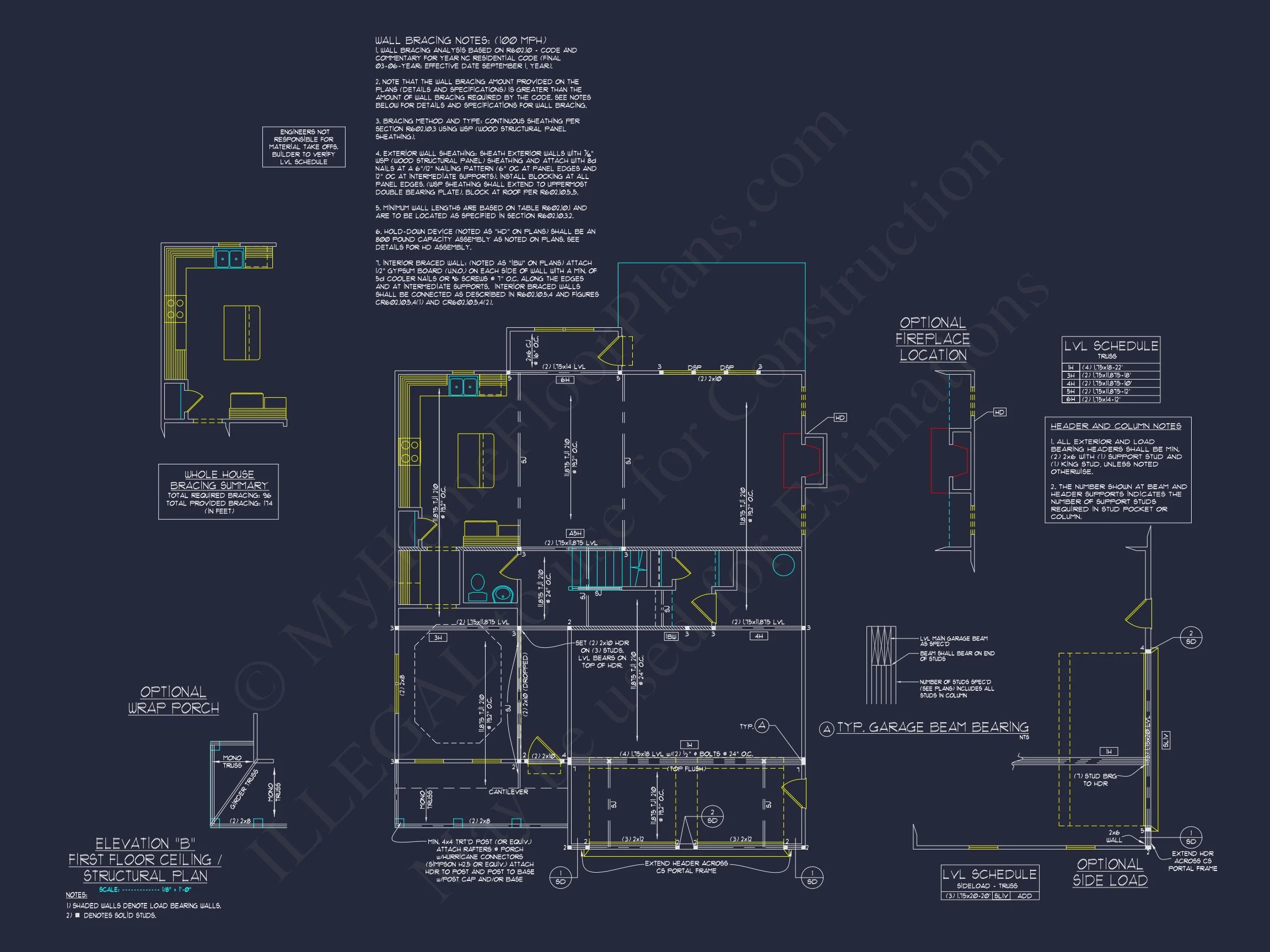 Modern Craftsman house Plan: 2-Story CAD Blueprint with Details