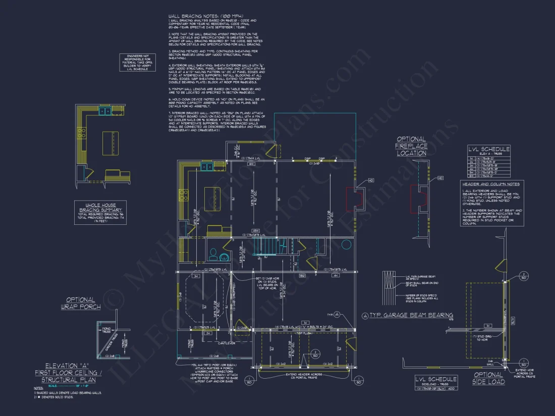 Modern Craftsman house Plan: 2-Story CAD Blueprint with Details