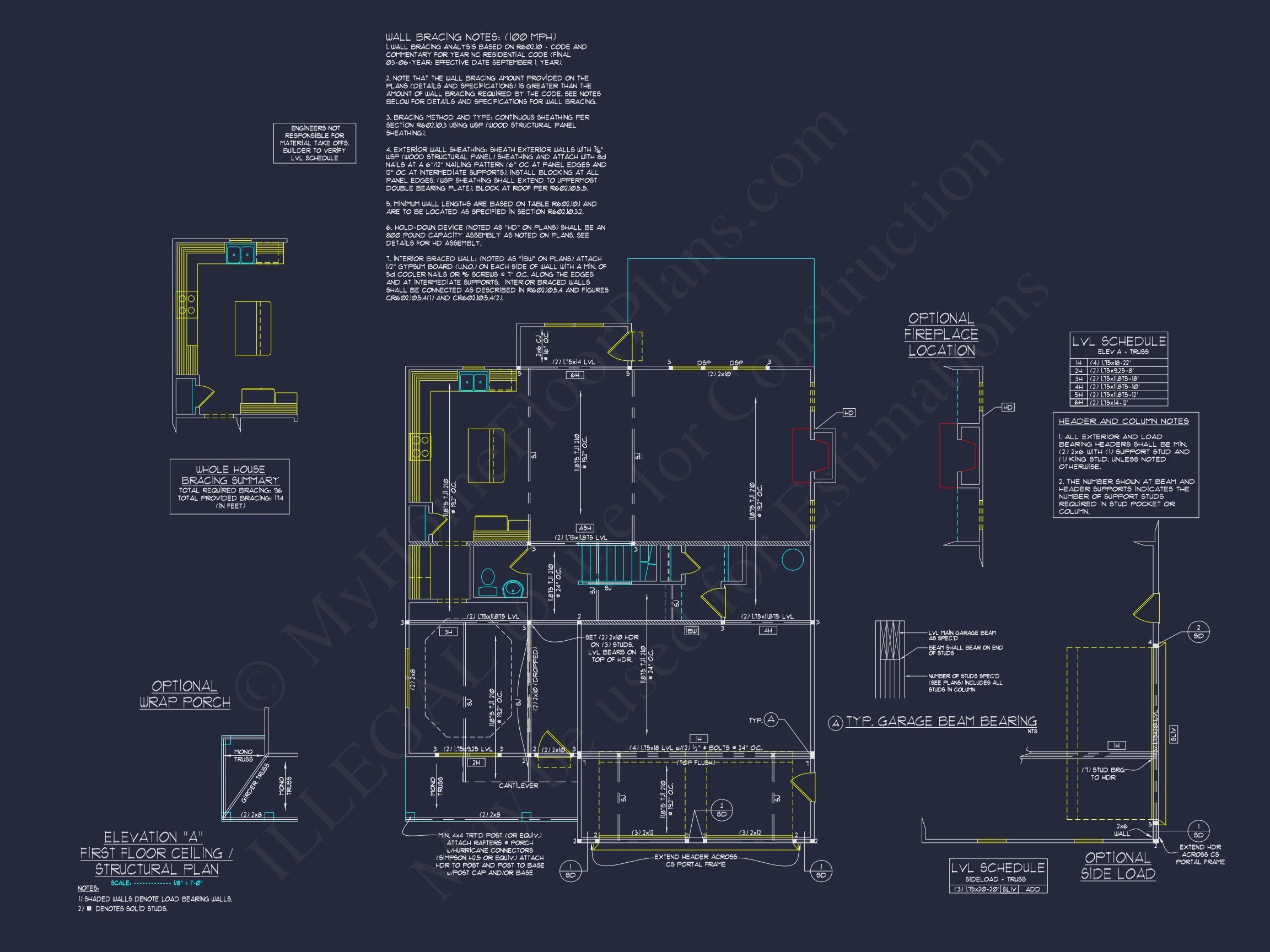 Modern Craftsman house Plan: 2-Story CAD Blueprint with Details