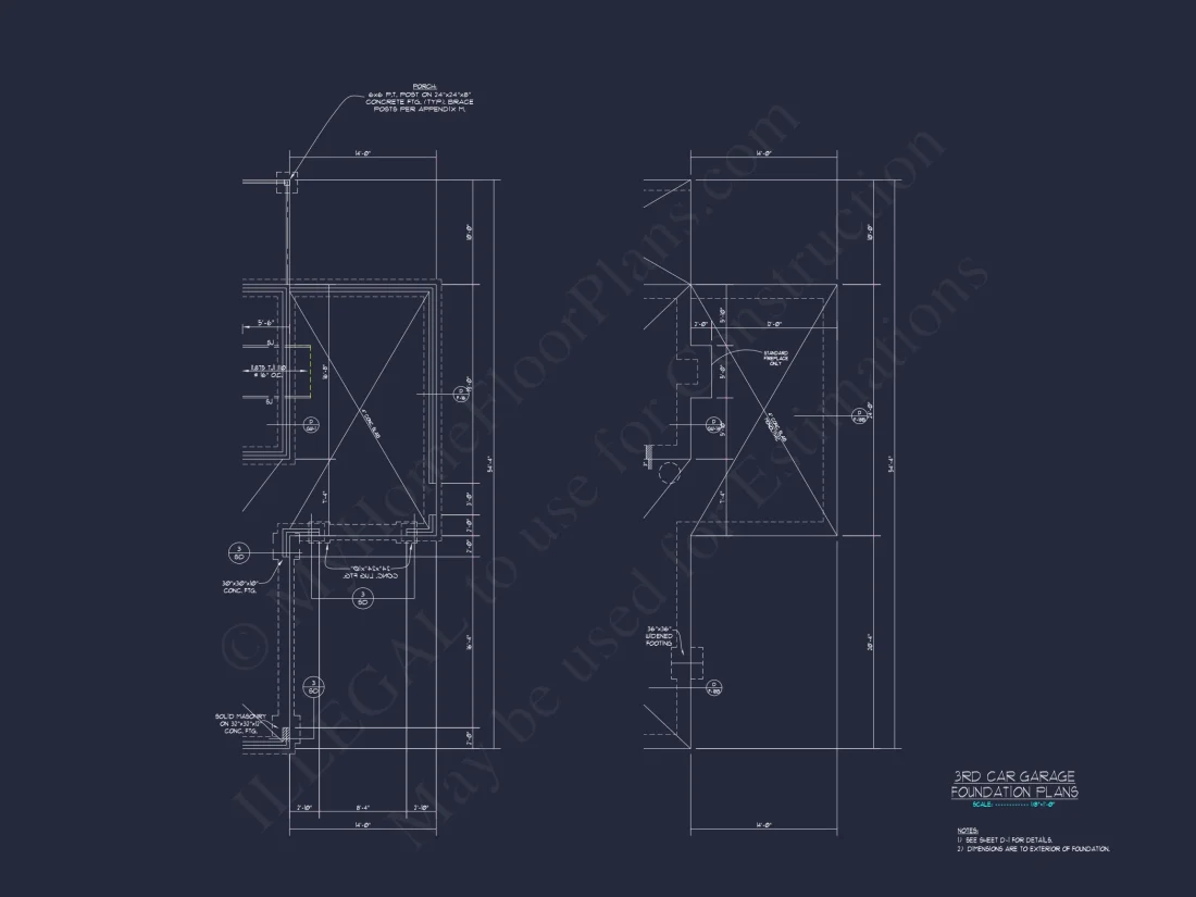 Modern Craftsman house Plan: 2-Story CAD Blueprint with Details