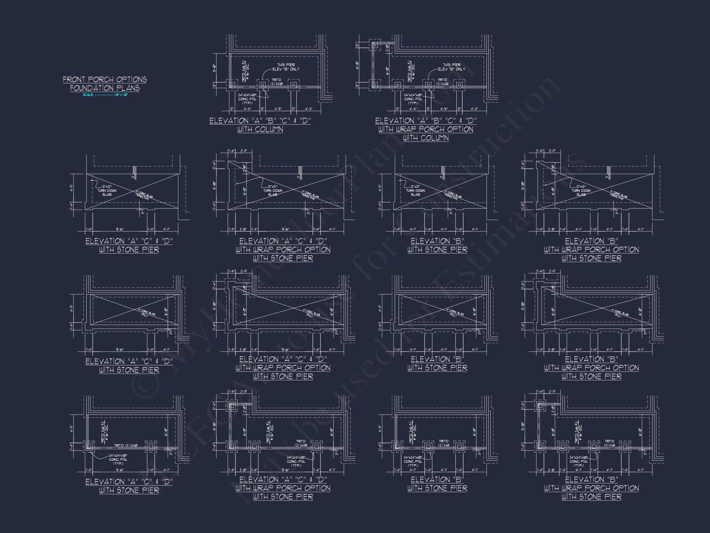 Modern Craftsman house Plan: 2-Story CAD Blueprint with Details