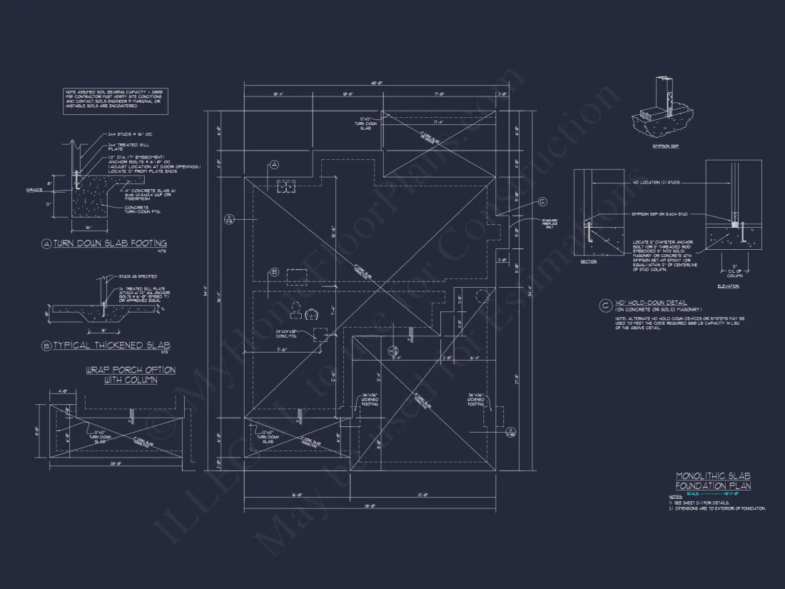 Modern Craftsman house Plan: 2-Story CAD Blueprint with Details