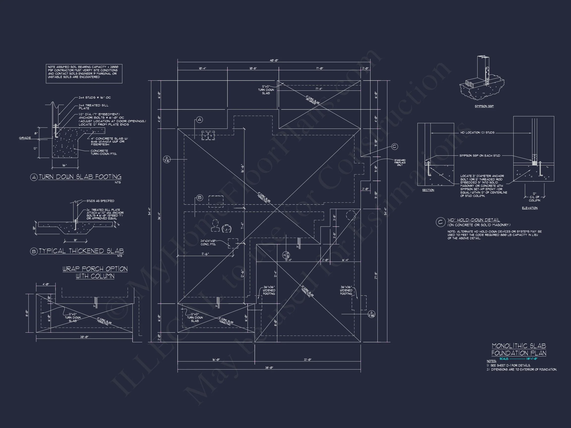 Modern Craftsman house Plan: 2-Story CAD Blueprint with Details