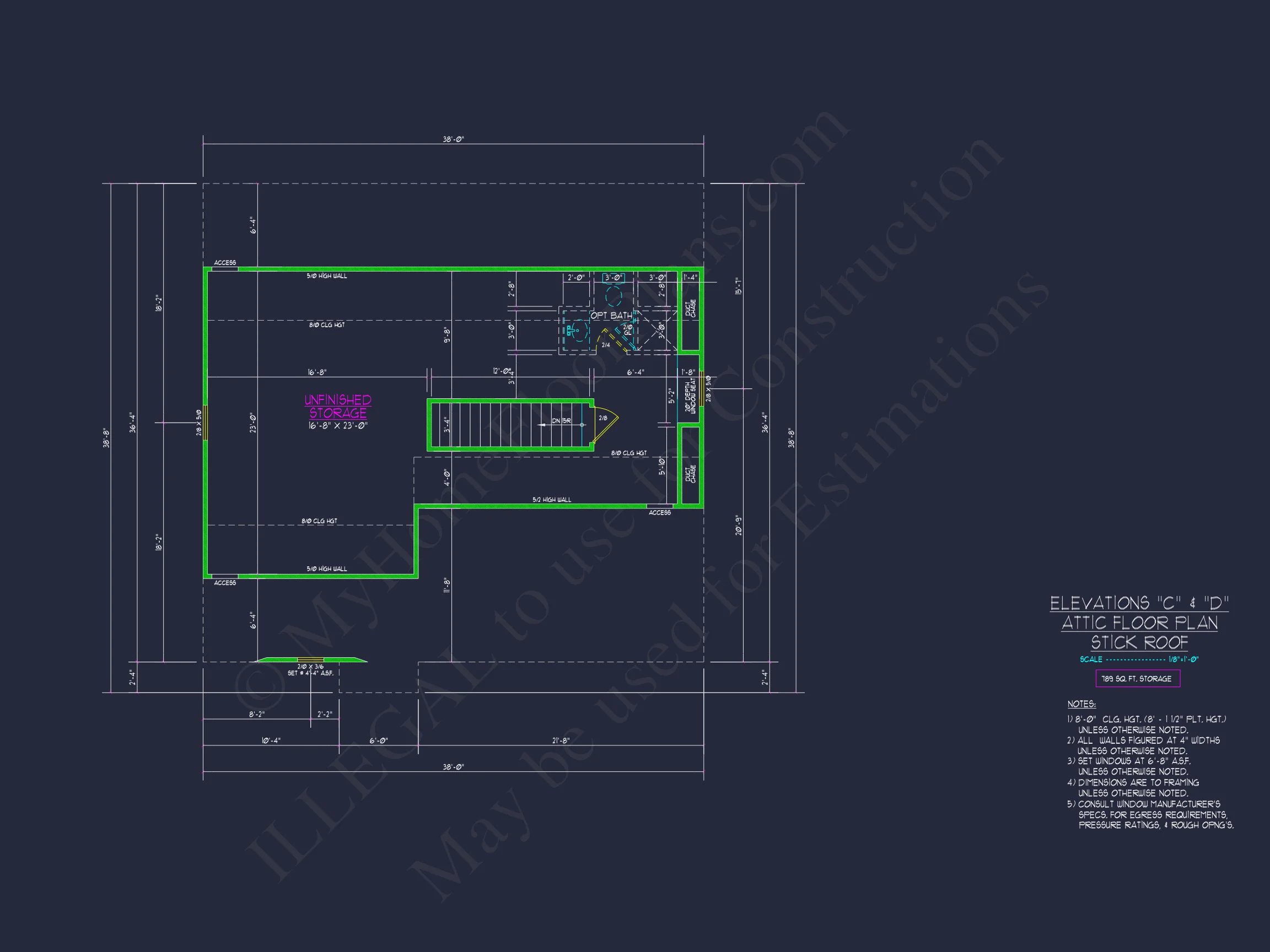 Modern Craftsman house Plan: 2-Story CAD Blueprint with Details