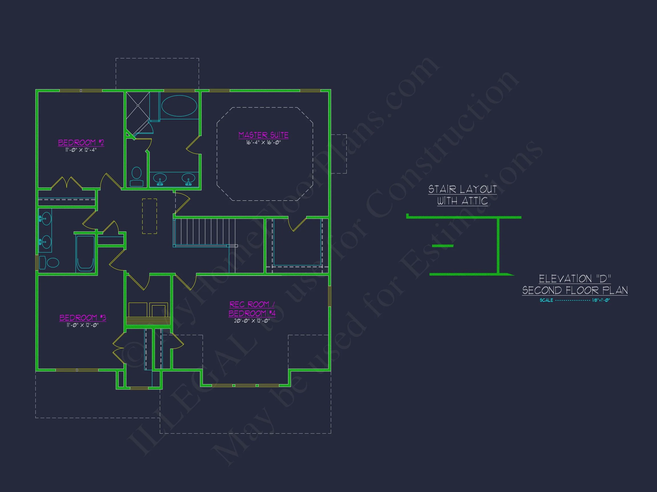 Modern Craftsman house Plan: 2-Story CAD Blueprint with Details