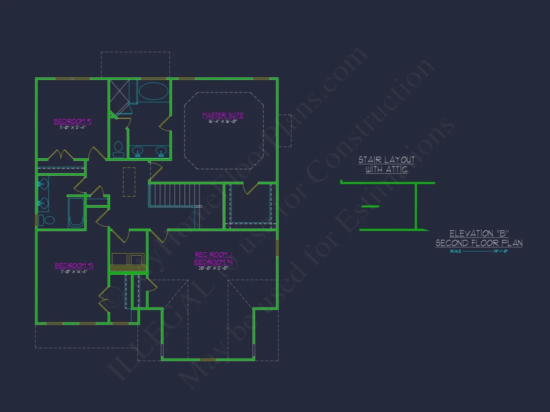 Modern Craftsman house Plan: 2-Story CAD Blueprint with Details