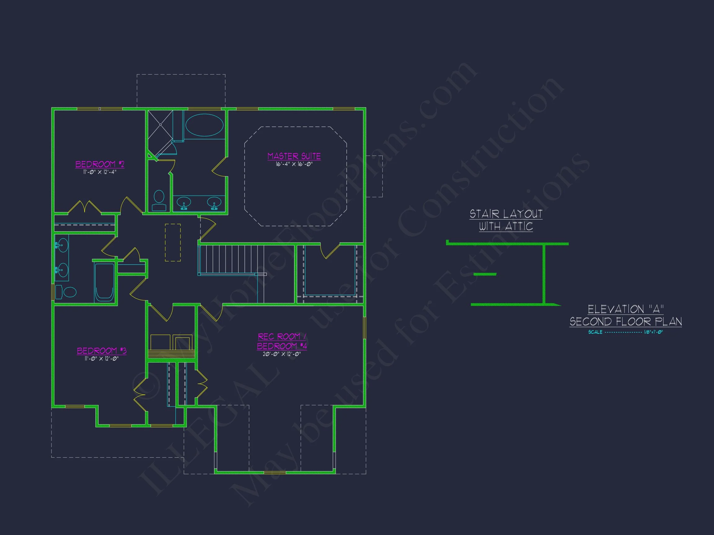 Modern Craftsman house Plan: 2-Story CAD Blueprint with Details