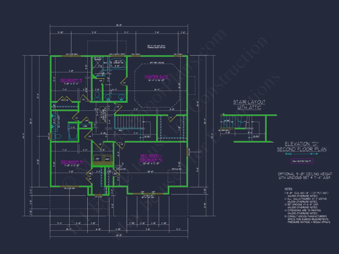 Modern Craftsman house Plan: 2-Story CAD Blueprint with Details
