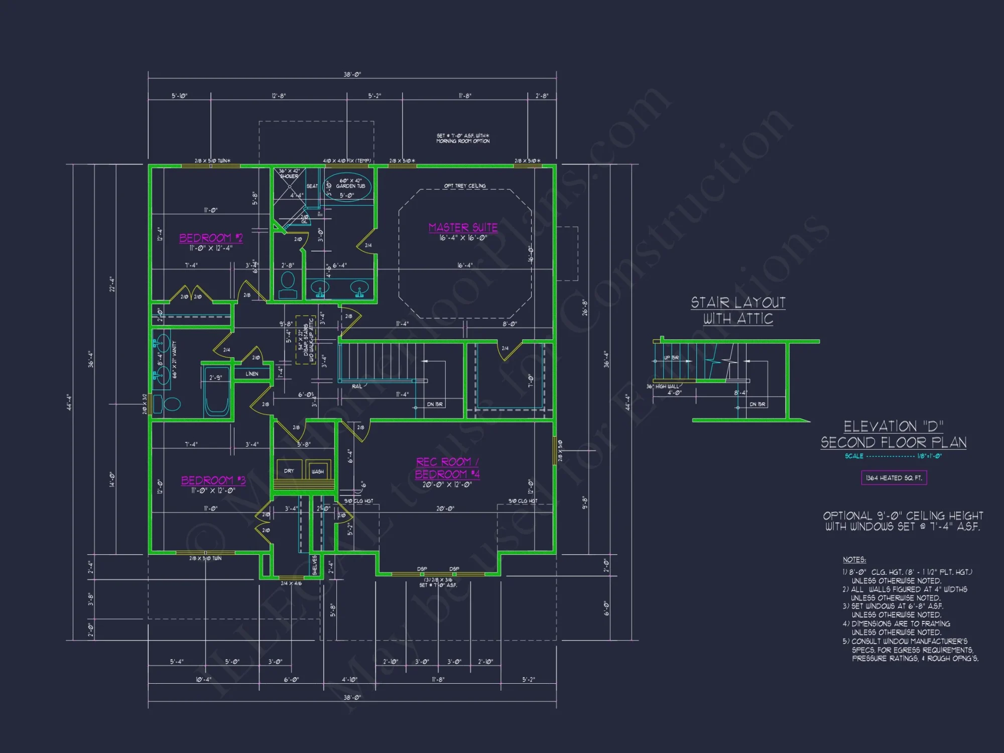 Modern Craftsman house Plan: 2-Story CAD Blueprint with Details