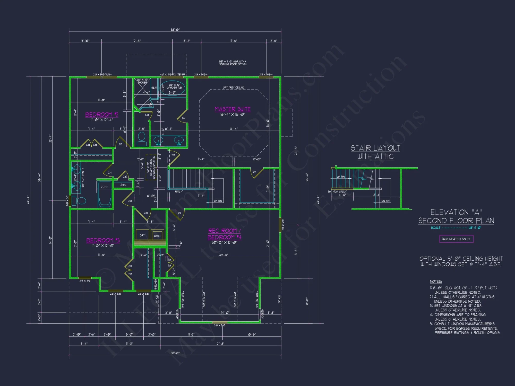 Modern Craftsman house Plan: 2-Story CAD Blueprint with Details