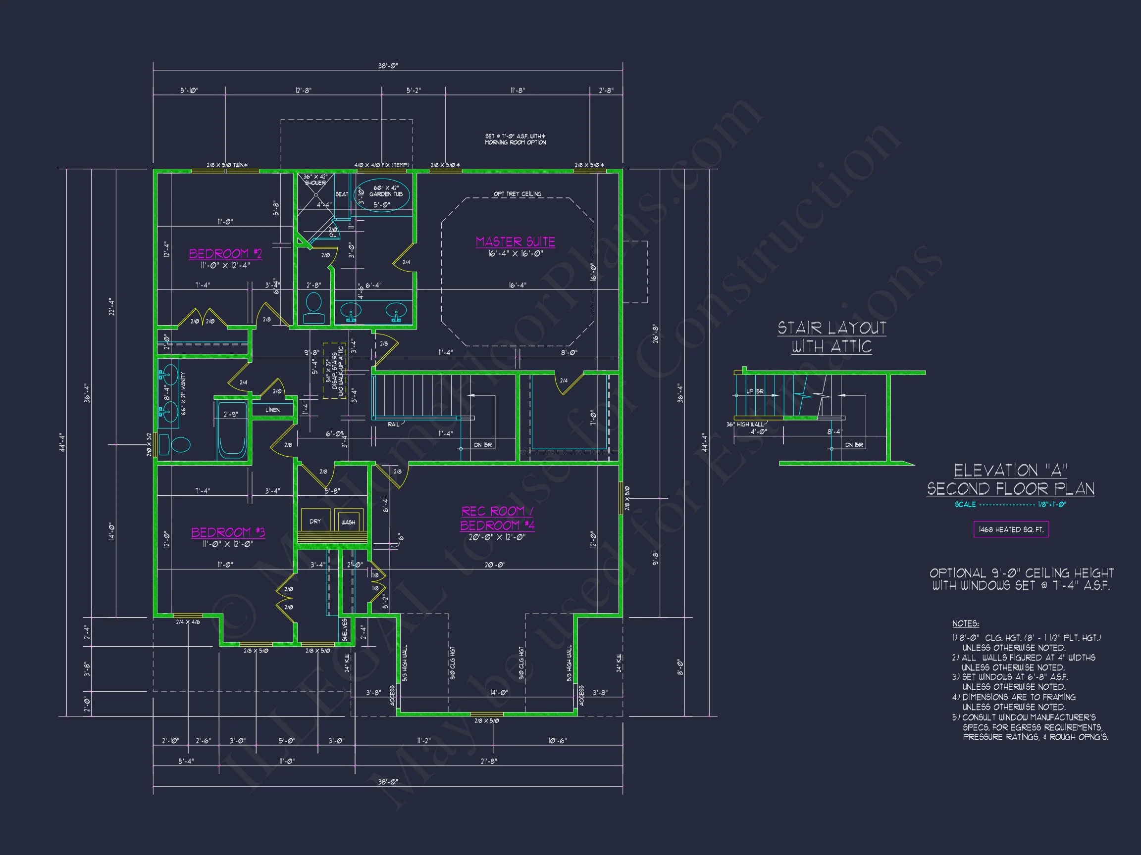 Modern Craftsman house Plan: 2-Story CAD Blueprint with Details