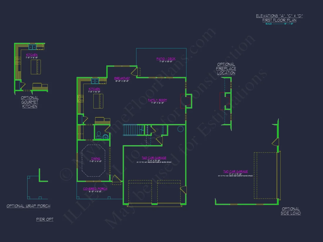Modern Craftsman house Plan: 2-Story CAD Blueprint with Details