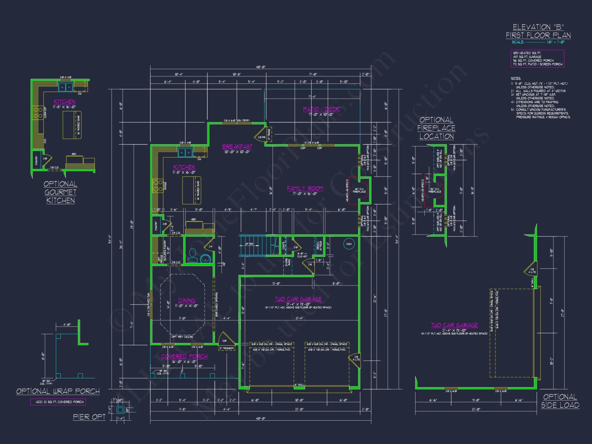 Modern Craftsman house Plan: 2-Story CAD Blueprint with Details